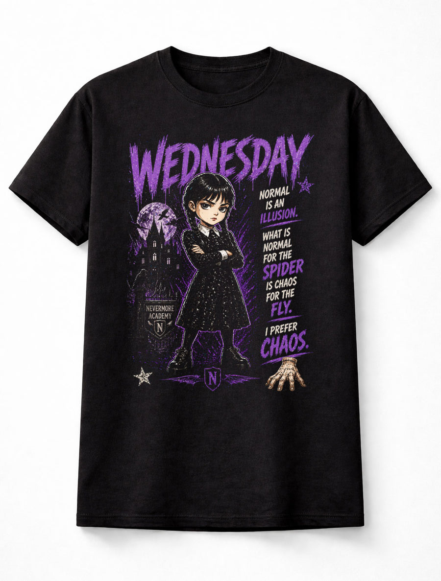 Wednesday Addams Nevermore Academy Gothic Graphic Tee Dark Aesthetic Shirt Unisex Adults & Kids T-Shirt