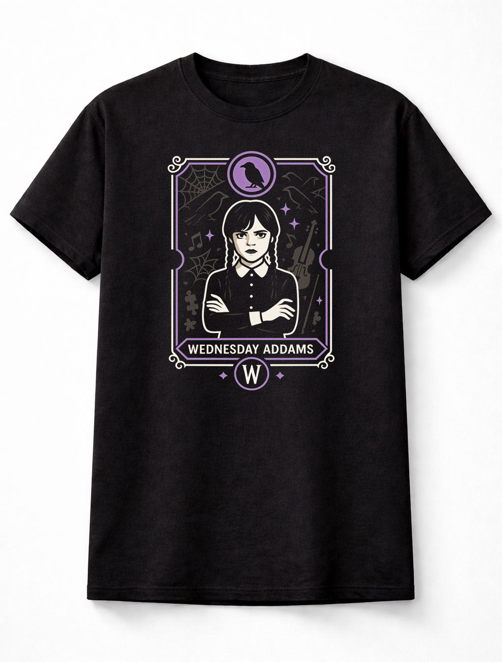 Wednesday Addams T-Shirt – Gothic Raven Nevermore Academy Graphic Tee – Unisex Black Shirt