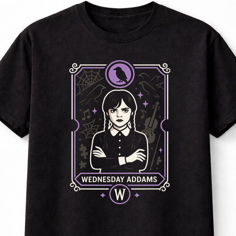 Wednesday Addams T-Shirt – Gothic Raven Nevermore Academy Graphic Tee – Unisex Black Shirt