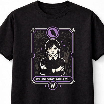 Wednesday Addams T-Shirt – Gothic Raven Nevermore Academy Graphic Tee – Unisex Black Shirt