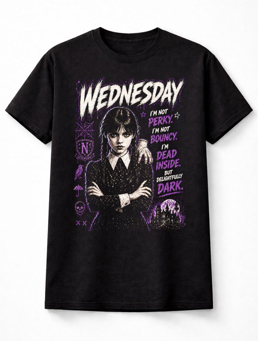 Wednesday Addams Gothic Quote Graphic Tee Nevermore Academy Shirt Unisex Adults & Kids T-Shirt