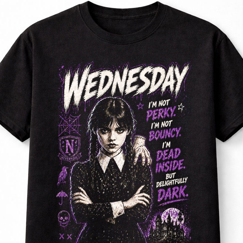 Wednesday Addams Gothic Quote Graphic Tee Nevermore Academy Shirt Unisex Adults & Kids T-Shirt