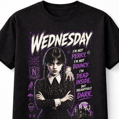Wednesday Addams Gothic Quote Graphic Tee Nevermore Academy Shirt Unisex Adults & Kids T-Shirt