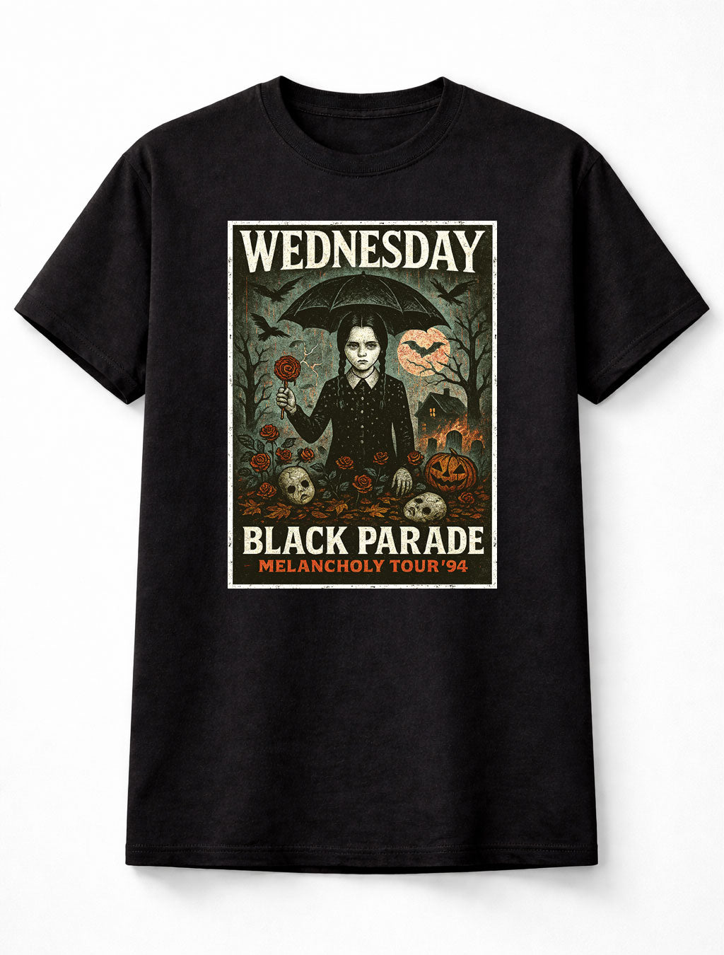 Wednesday Addams Wednesday Black Parade Melancholy Tour Gothic TV Series Adults & Kids Unisex T-Shirt