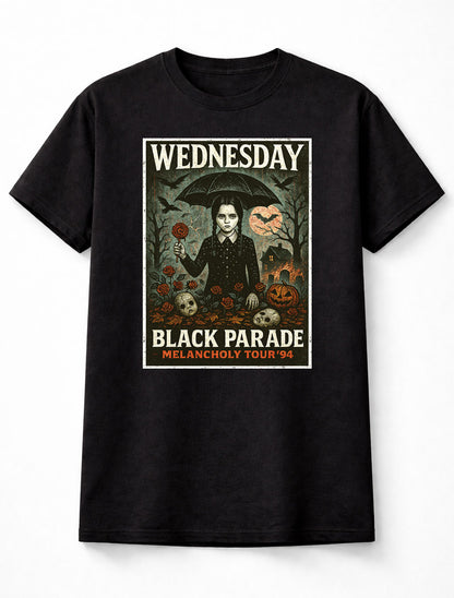 Wednesday Addams Wednesday Black Parade Melancholy Tour Gothic TV Series Adults & Kids Unisex T-Shirt