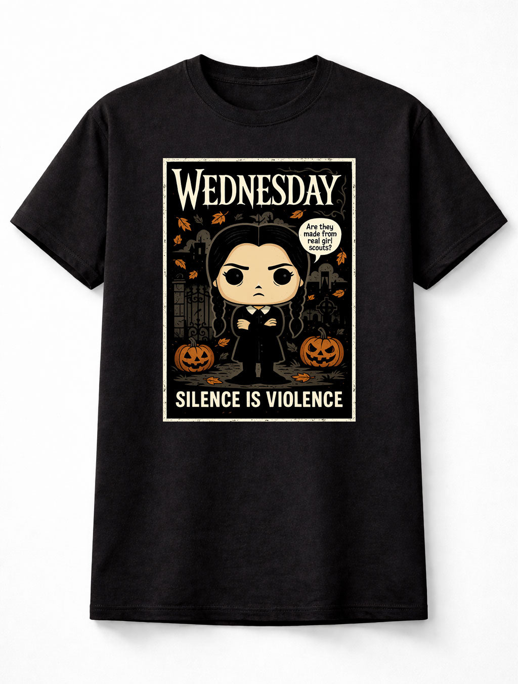 Wednesday Addams Silence Is Violence Wednesday Netflix Series Gothic Icon Adults & Kids Unisex T-Shirt
