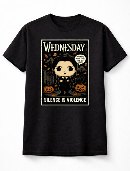 Wednesday Addams Silence Is Violence Wednesday Netflix Series Gothic Icon Adults & Kids Unisex T-Shirt