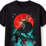 Wendigo Monster Horror Demon Cryptid Blood Moon Graphic Unisex T-Shirt