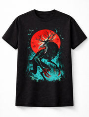 Wendigo Monster Horror Demon Cryptid Blood Moon Graphic Unisex T-Shirt