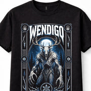 Wendigo Monster Cryptid Folklore Horror Deer Skull Gothic Black Unisex T-Shirt