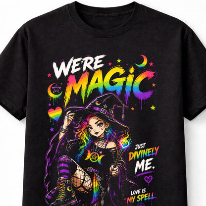 LGBTQ PRIDE We Are Magic Rainbow Witch Graphic Pride Unisex T-Shirt