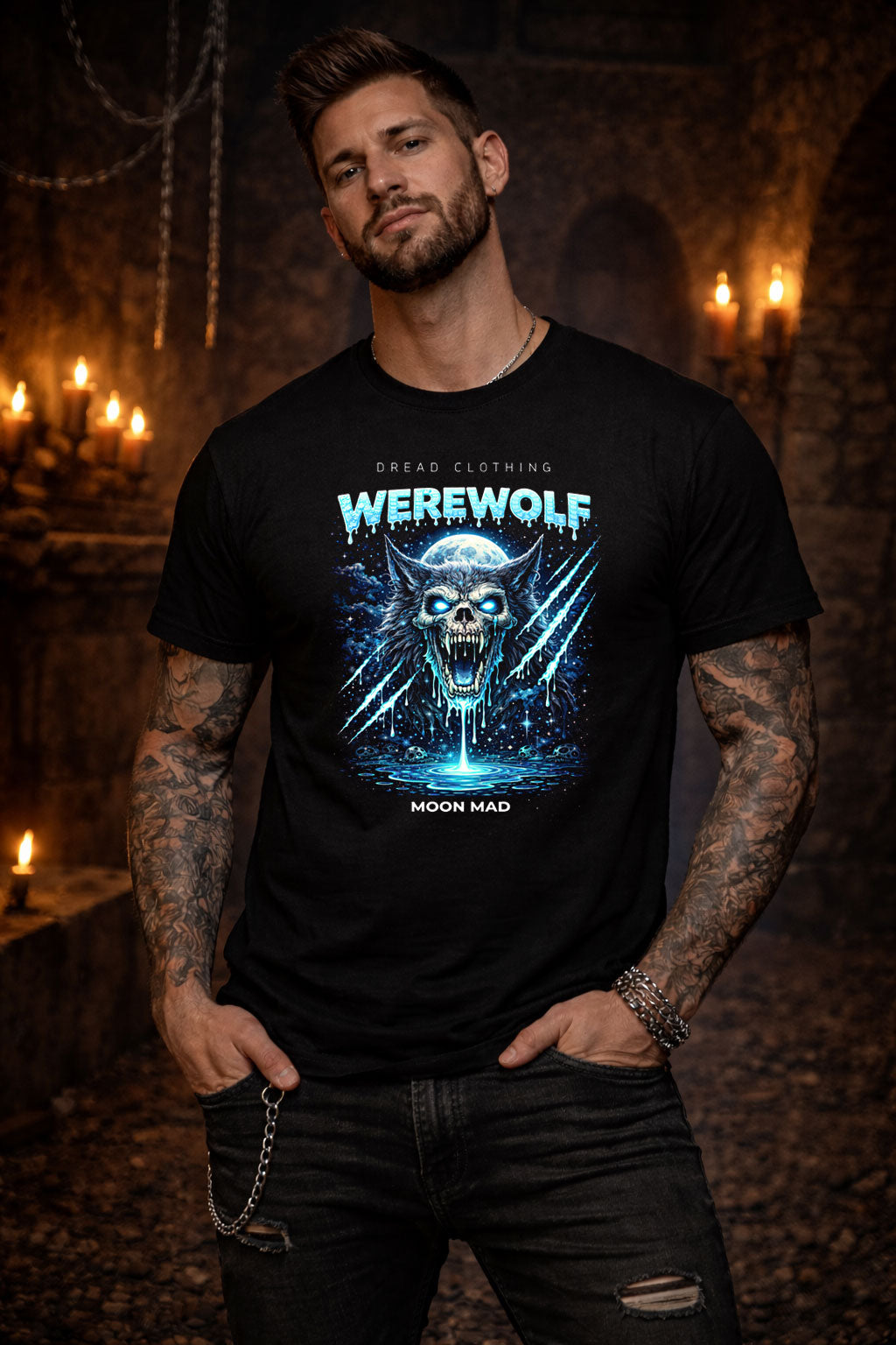 Werewolf Moon Mad Unisex Toxic Gothic Lycan Lunar Horror Graphic T-Shirt