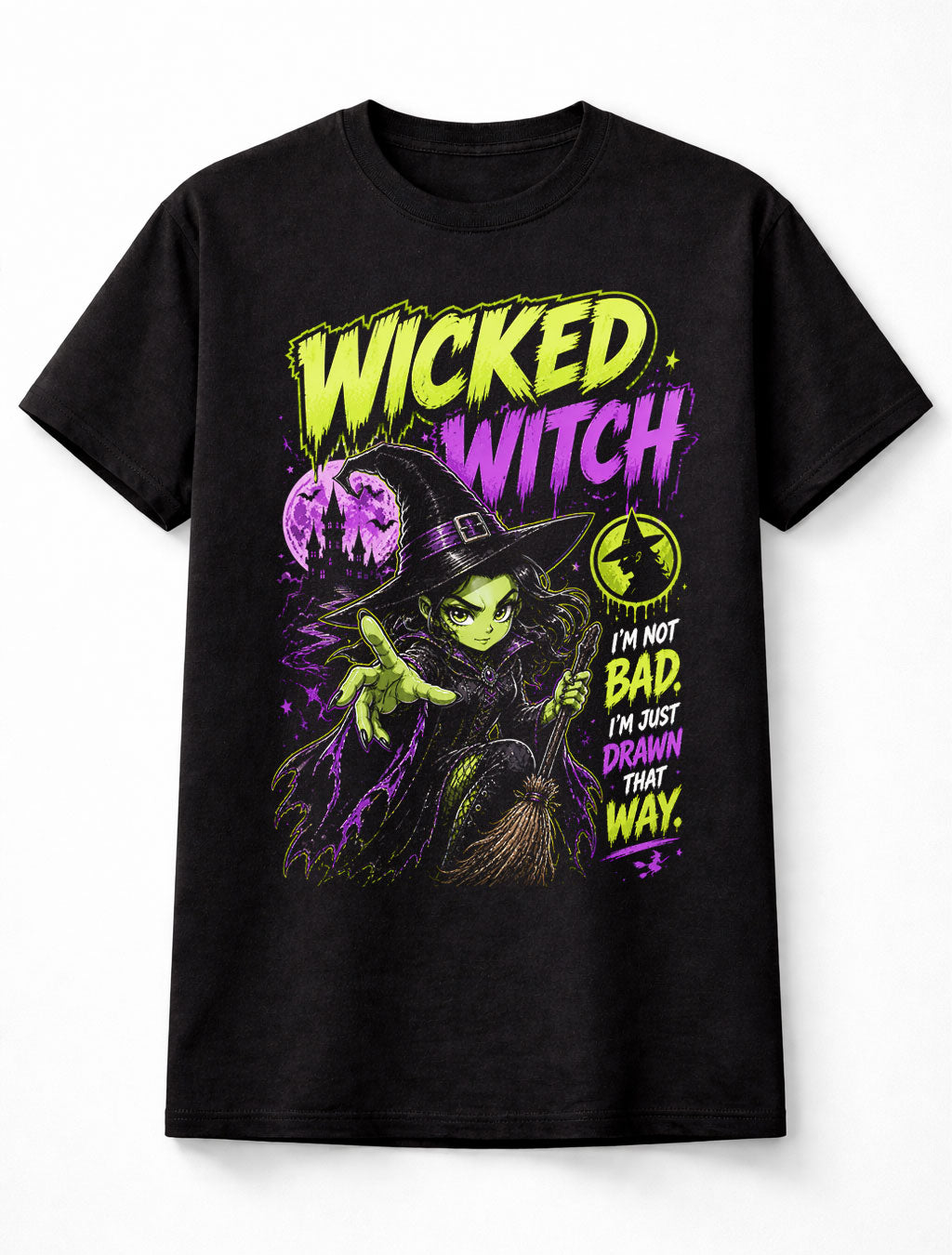 Wicked Witch Gothic Halloween Graphic Tee Spooky Witchy Unisex T-Shirt