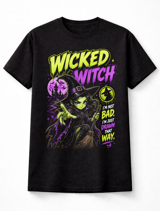 Wicked Witch Gothic Halloween Graphic Tee Spooky Witchy Unisex T-Shirt