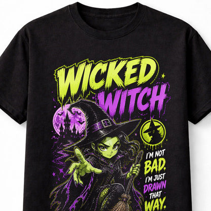 Wicked Witch Gothic Halloween Graphic Tee Spooky Witchy Unisex T-Shirt