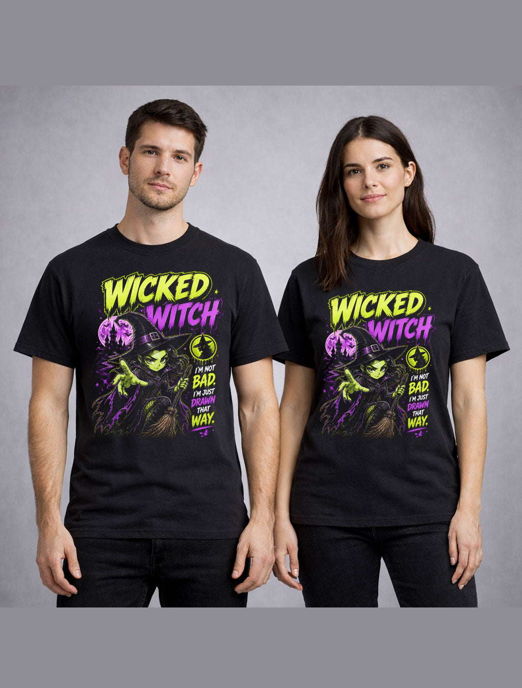 Wicked Witch Gothic Halloween Graphic Tee Spooky Witchy Unisex T-Shirt