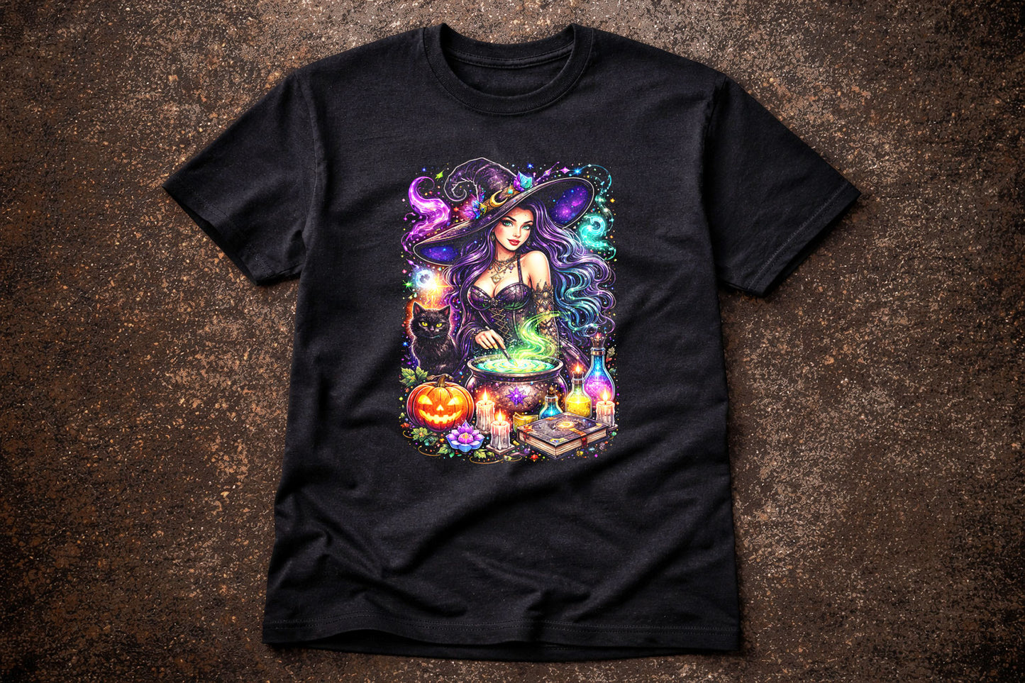 Witch Cauldron Magic Art Psychedelic Trippy Gothic Unisex Graphic T-Shirt