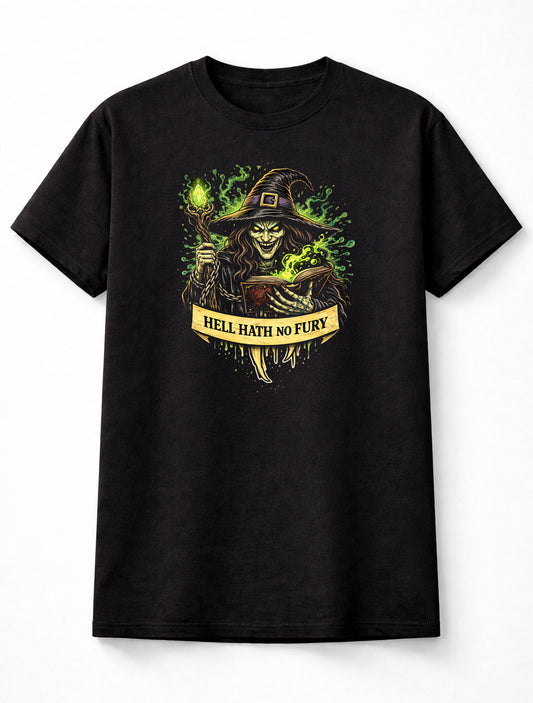 Witch T Shirt Hell Hath No Fury Occult Spell Tattoo Art Tee Unisex Black