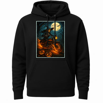 Witch Biker Skeleton Halloween Gothic Horror Alternative Unisex T-Shirt