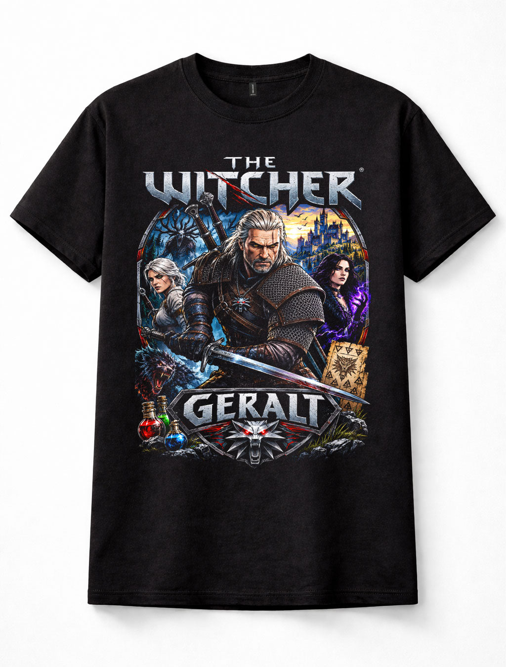 The Witcher Geralt Ciri Yennefer Fantasy RPG Gamer Unisex T-Shirt