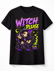 Witch Please Gothic Attitude Witch Cat Halloween Graphic Unisex T-Shirt