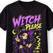 Witch Please Gothic Attitude Witch Cat Halloween Graphic Unisex T-Shirt