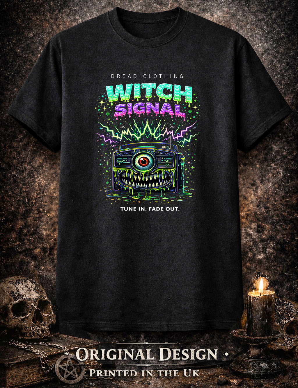 Witch Signal Radio Music Unisex Toxic Gothic Glitch Horror Graphic T-Shirt