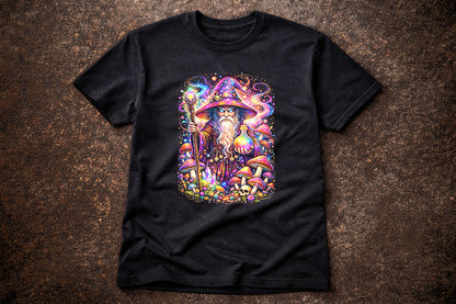 Mystic Wizard Mushroom Art Psychedelic Trippy Gothic Unisex T-Shirt