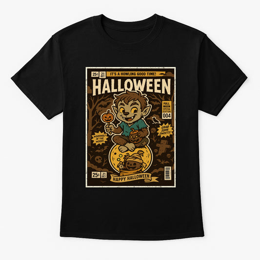 Werewolf in the Woods Unisex T-Shirt Retro Halloween Comic Tee