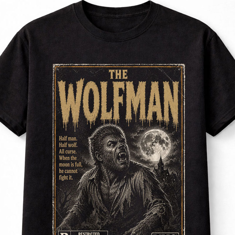 Wolfman Werewolf Horror Movie VHS Full Moon Gothic Unisex T-Shirt
