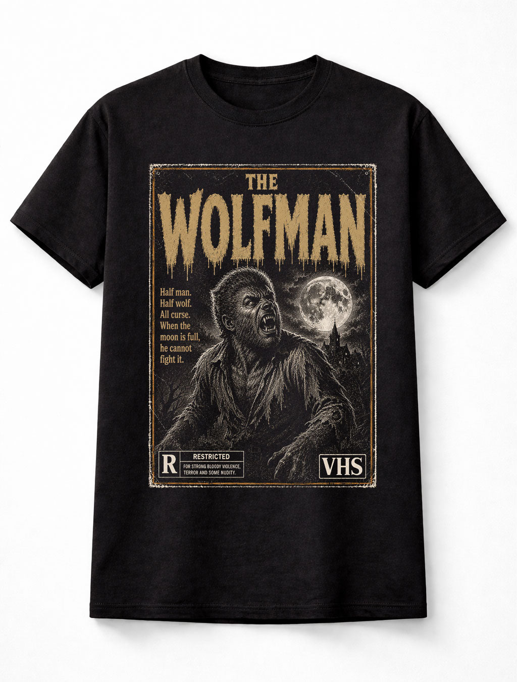 Wolfman Werewolf Horror Movie VHS Full Moon Gothic Unisex T-Shirt