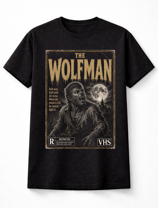 Wolfman Werewolf Horror Movie VHS Full Moon Gothic Unisex T-Shirt