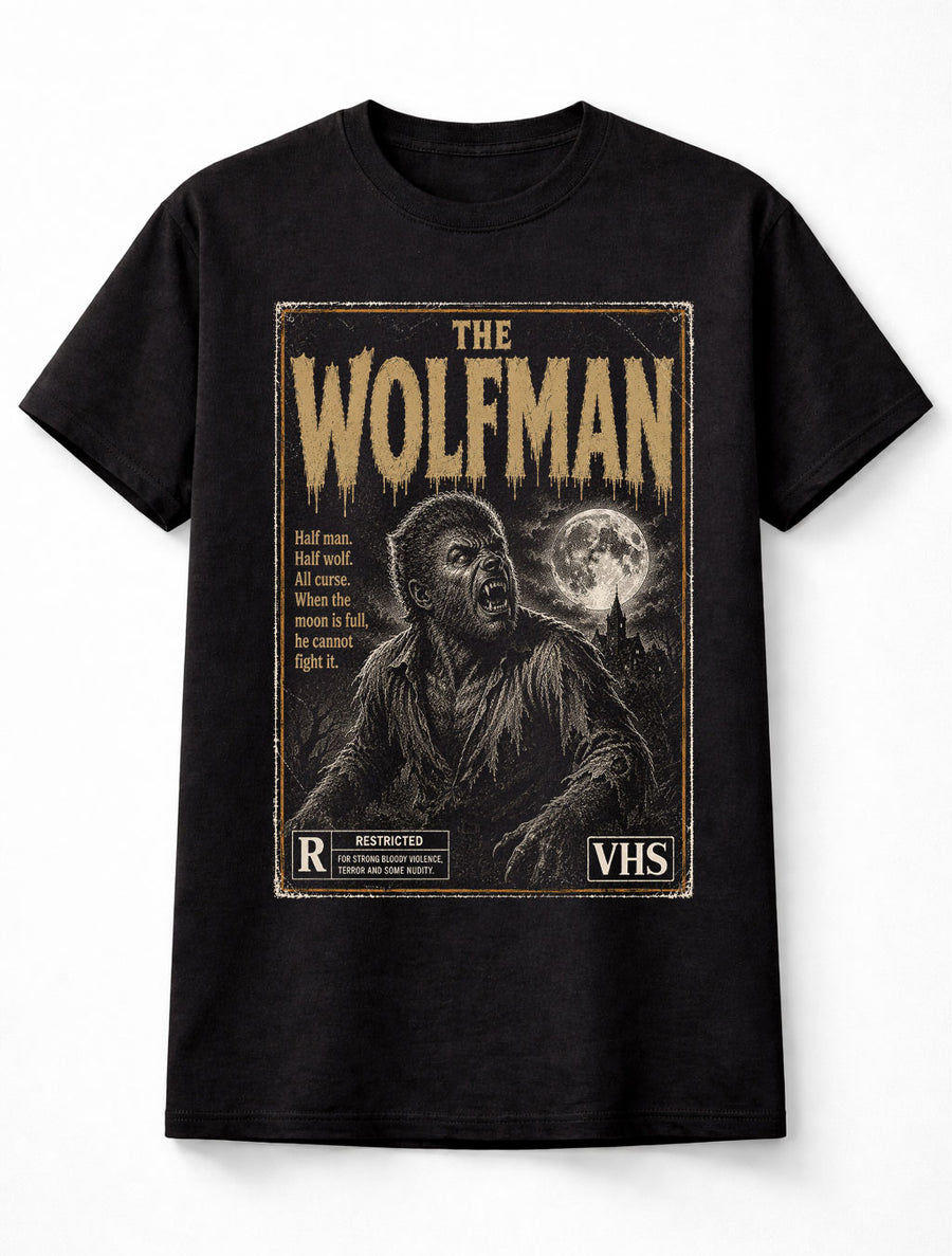 Wolfman Werewolf Horror Movie VHS Full Moon Gothic Unisex T-Shirt