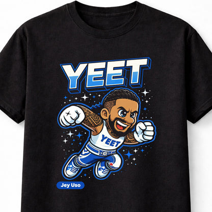 Jey Uso Yeet Cartoon WWE Wrestler T-Shirt Yeet Graphic Fan Tee Unisex Adults & Kids
