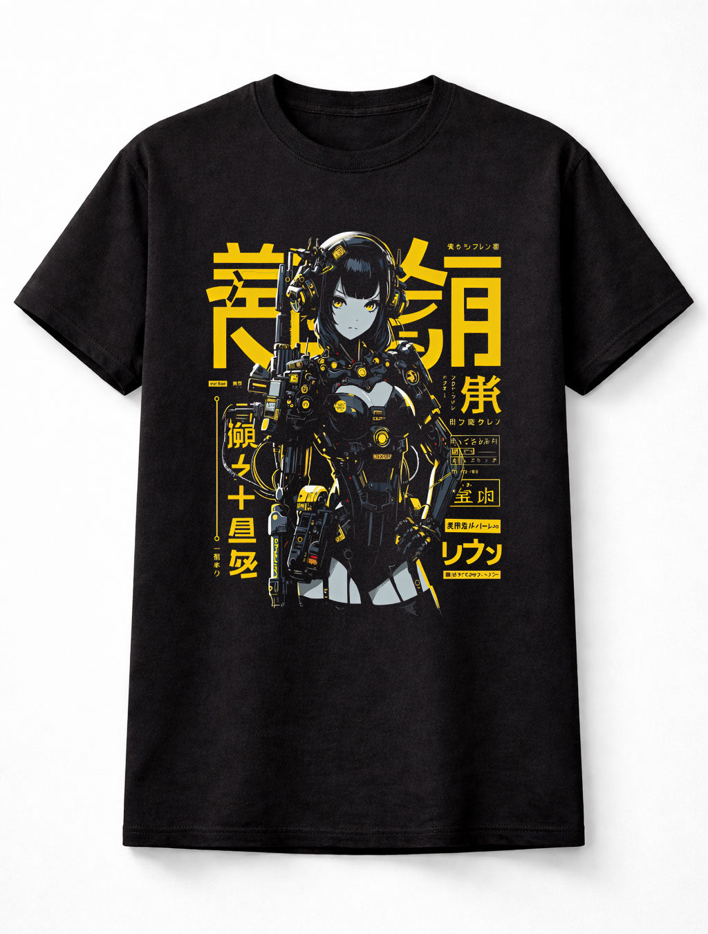 Cyberpunk Anime Girl Robot Graphic Unisex T-Shirt Futuristic Manga Tee Adults & Kids Unisex T-Shirt