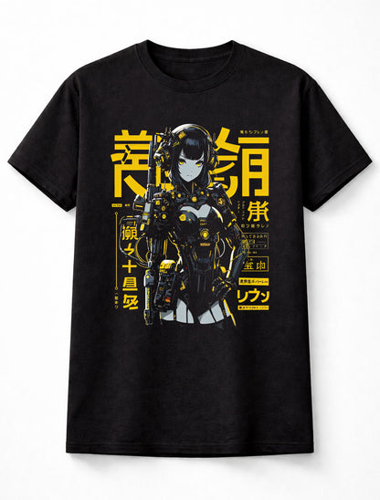 Cyberpunk Anime Girl Robot Graphic Unisex T-Shirt Futuristic Manga Tee Adults & Kids Unisex T-Shirt
