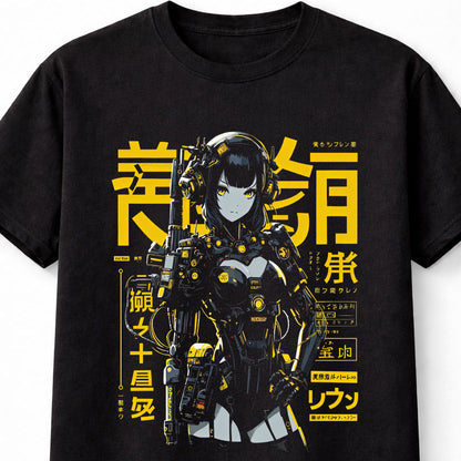 Cyberpunk Anime Girl Robot Graphic Unisex T-Shirt Futuristic Manga Tee Adults & Kids Unisex T-Shirt
