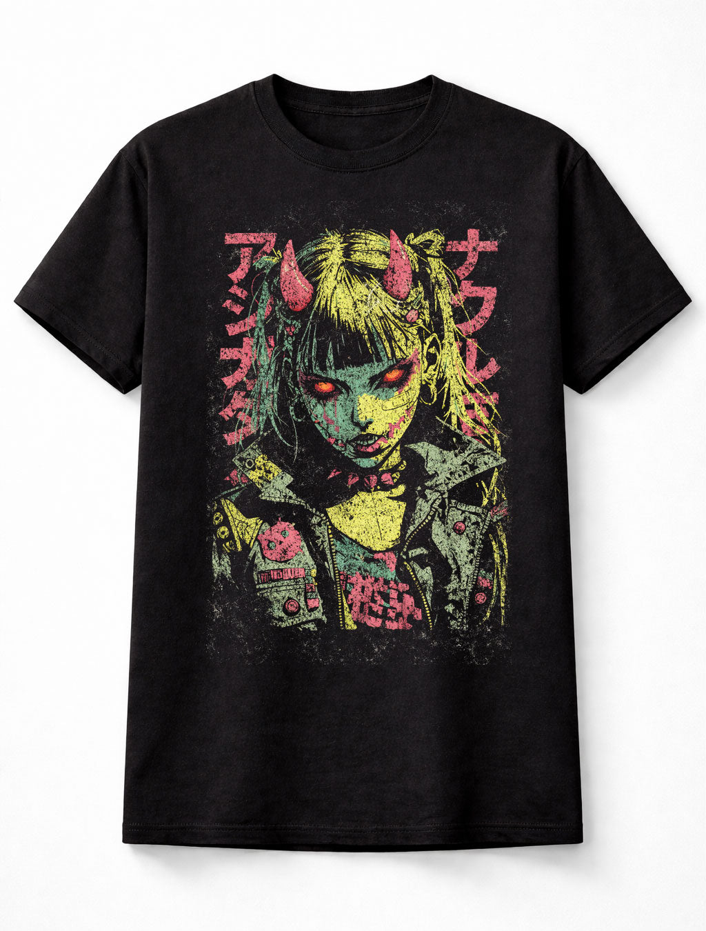 Demon Girl Japanese Cyberpunk Y2K Retro Techwear Manga Anime Adults & Kids Unisex T-Shirt