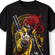 Anime Demon Punk Warrior Come Get Some Shotgun Red Hair Manga Unisex T-Shirt