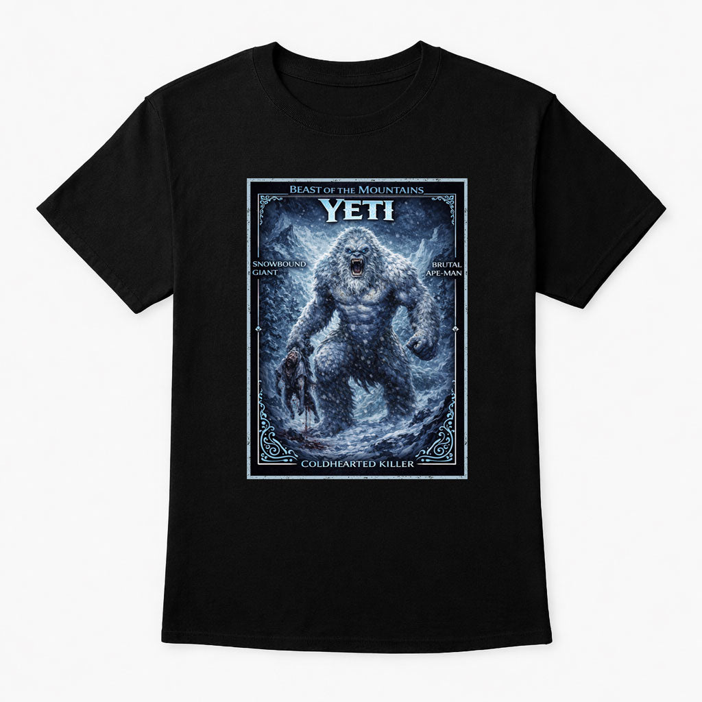 Gothic Yeti Hunter Unisex T-Shirt Savage Snow Monster Cryptid Horror Tee