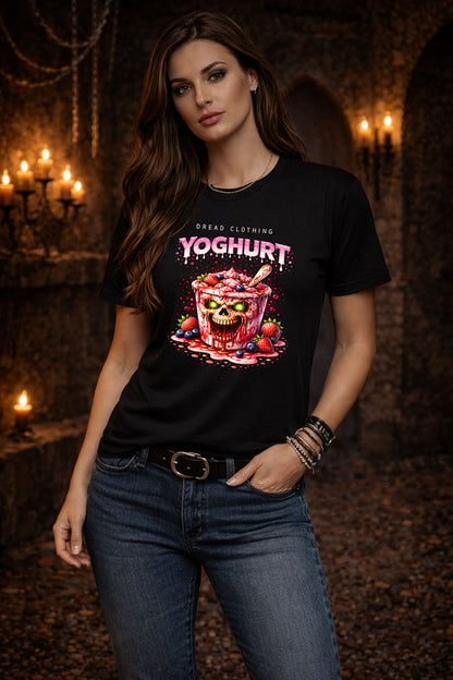 Yoghurt Skull Unisex Toxic Gothic T-Shirt Horror Dessert Blood Drip Dark Alt Tee