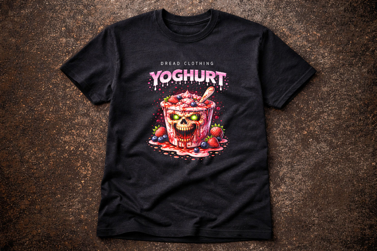 Yoghurt Skull Unisex Toxic Gothic T-Shirt Horror Dessert Blood Drip Dark Alt Tee