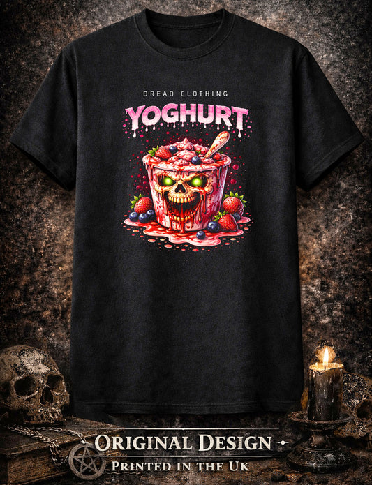 Yoghurt Skull Unisex Toxic Gothic T-Shirt Horror Dessert Blood Drip Dark Alt Tee