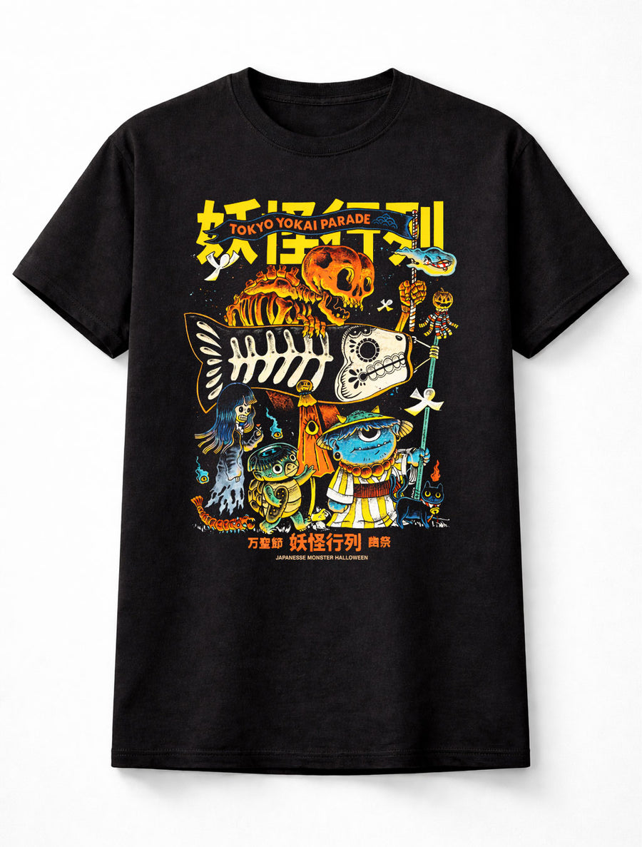 Tokyo Yokai Parade Graphic Unisex T Shirt Japanese Monster Art Adults & Kids Unisex T-Shirt