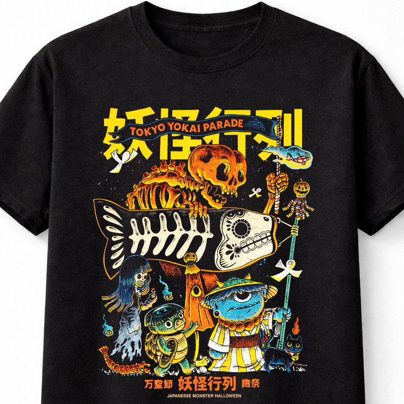 Tokyo Yokai Parade Graphic Unisex T Shirt Japanese Monster Art Adults & Kids Unisex T-Shirt