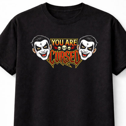 Danhausen You Are Cursed Wrestling T-Shirt Cartoon Horror Graphic Skull Design Evil Character Dark Comedy Fan Tee Spooky Minimal Style Adult & Kids Unisex T-Shirt