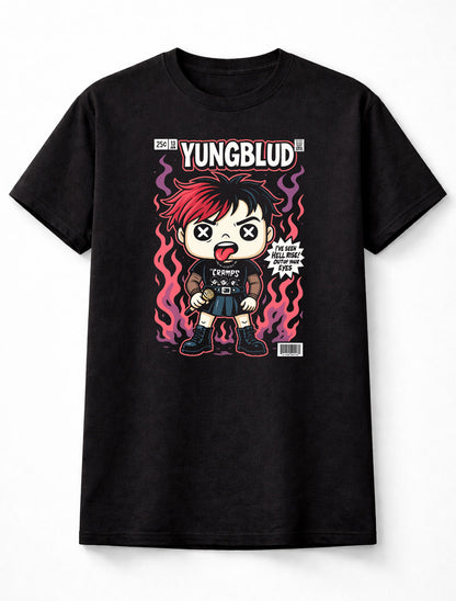 Yungblud T-Shirt Punk Rock Flame Unisex Black Graphic Tee