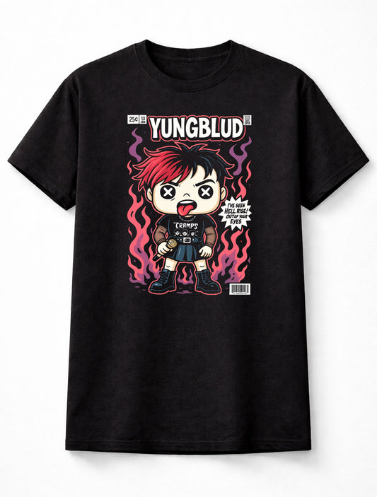 Yungblud T-Shirt Punk Rock Flame Unisex Black Graphic Tee