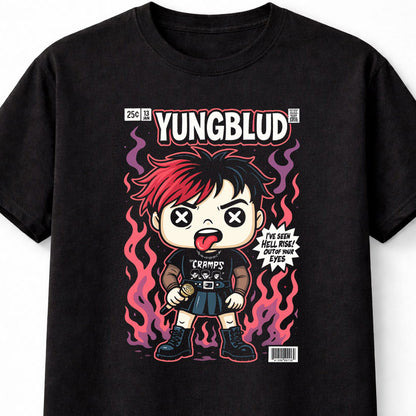 Yungblud T-Shirt Punk Rock Flame Unisex Black Graphic Tee