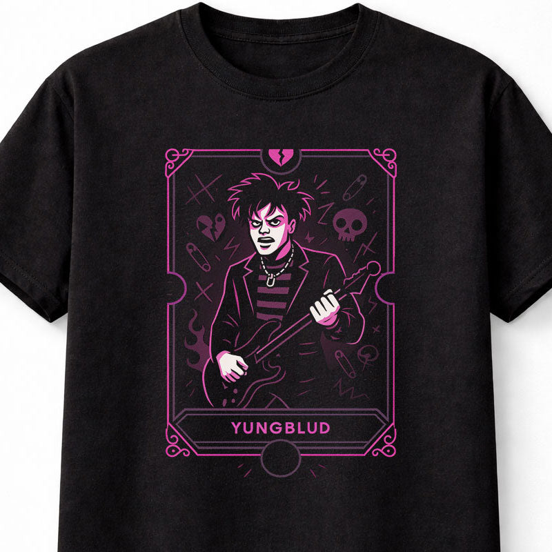 Yungblud T-Shirt Gothic Punk Tarot Unisex Black Graphic Tee